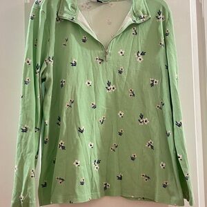 Karen Scott Green Floral Long Sleeve Top